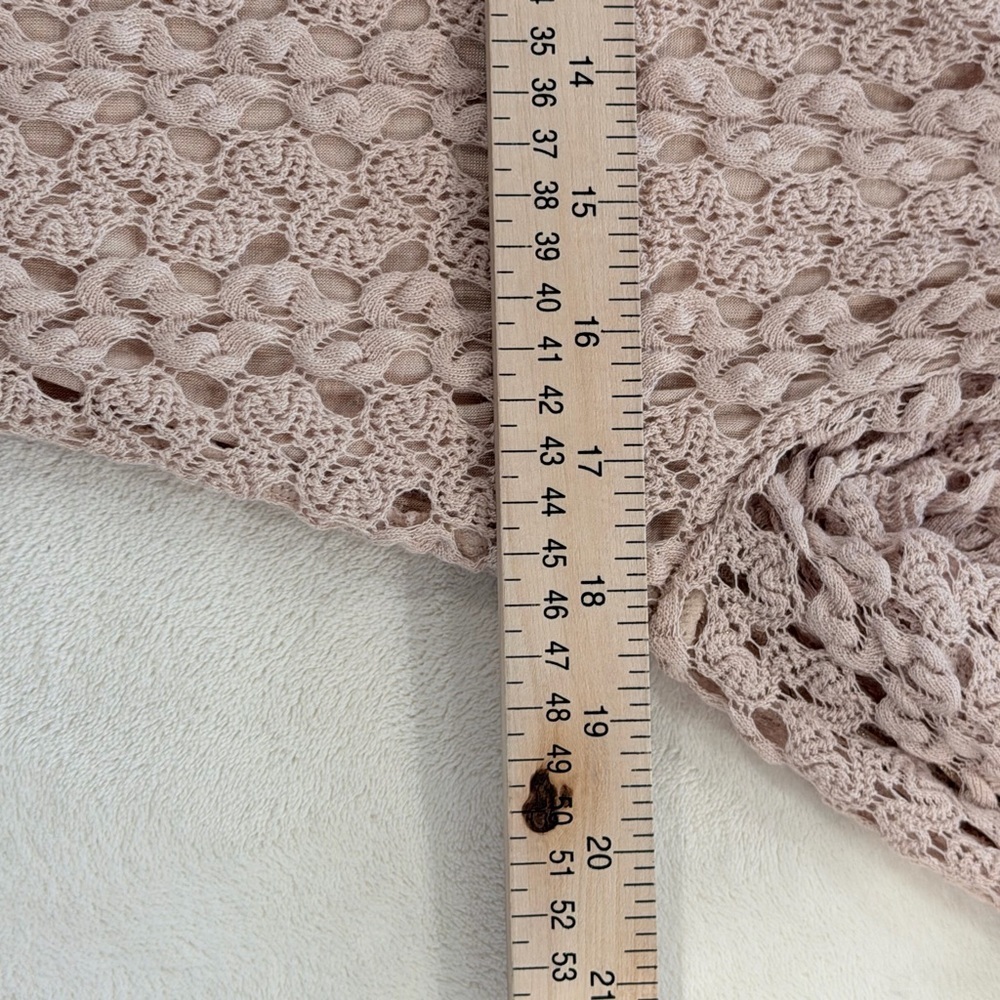 Free People Cream Crochet Lace Boho Scoop Back Long Sleeve Top – Size Small - Picture 9 of 11